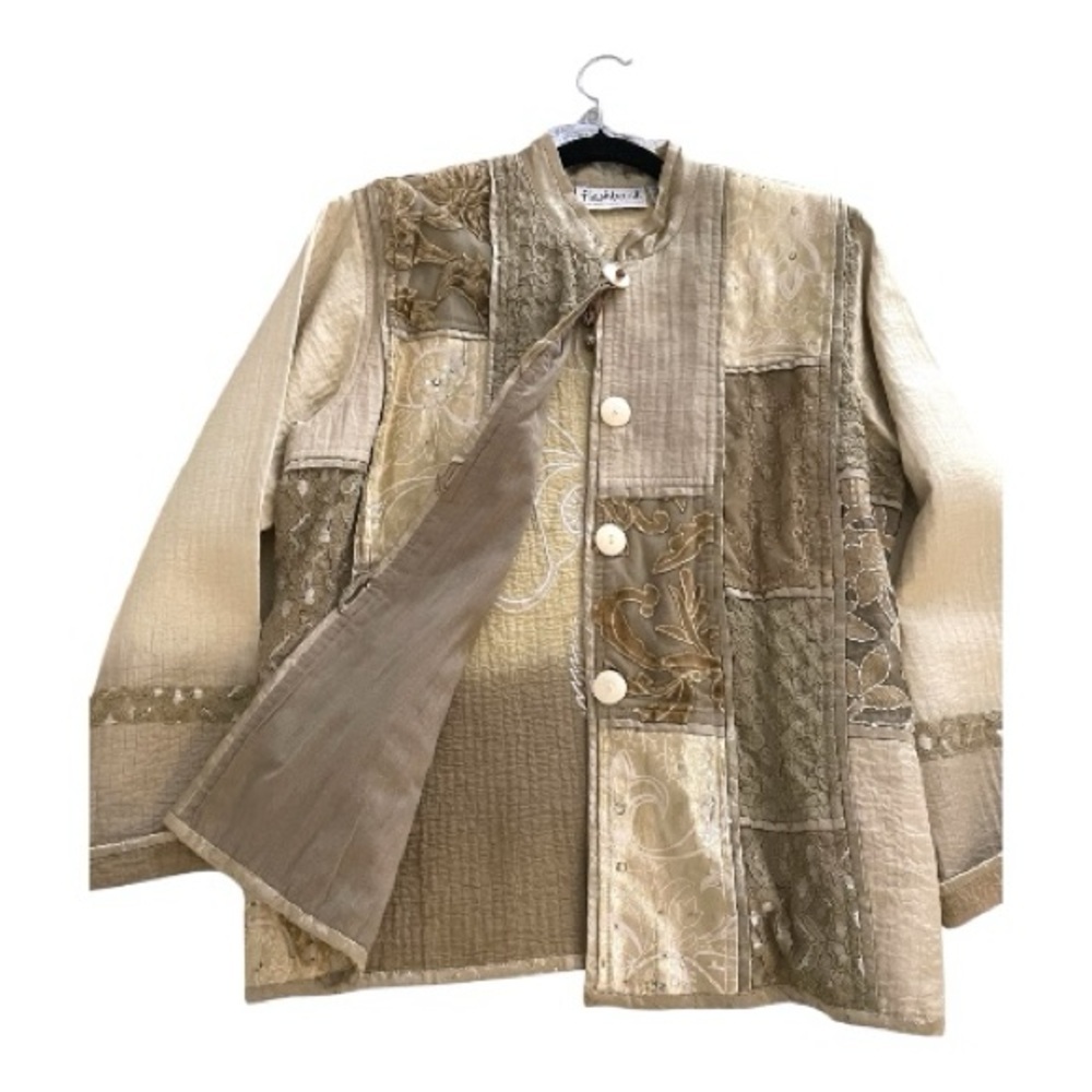 Vintage Flashback Patchwork Button-Up Jacket, Uni… - image 3